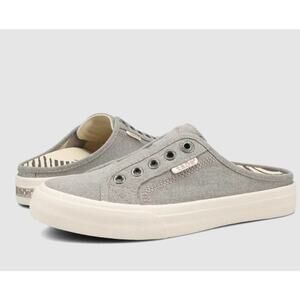 Taos EZ Soul Sneaker Mules Womens 7 Gray Washed Canvas Slip On Comfort Flexible